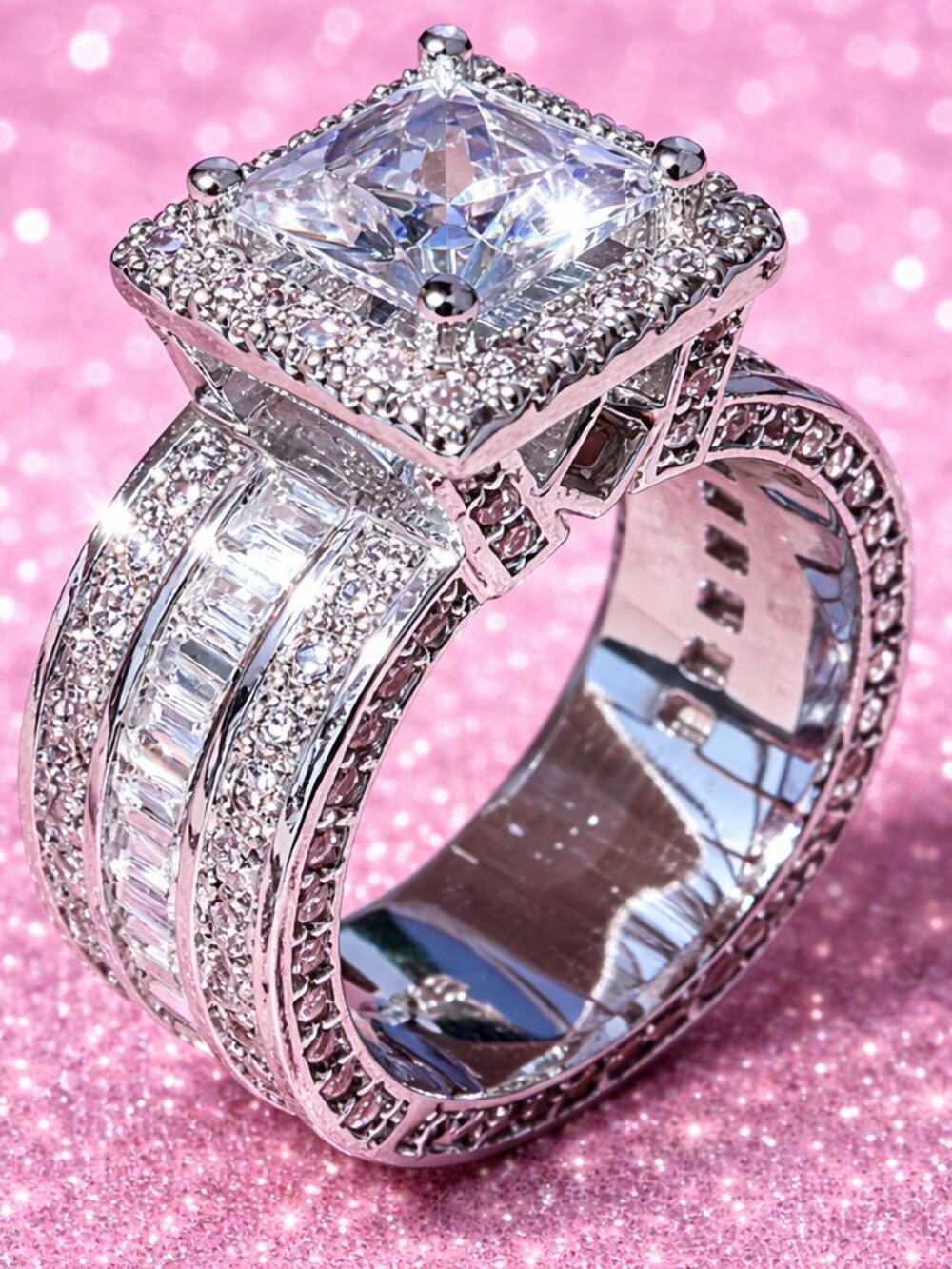 New Trendy Heart Shape Zircon Wedding Rings For Women Romantic  Engagement